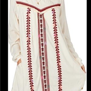 Scotch & Soda Cream and Red Embroidered Mini Dress
